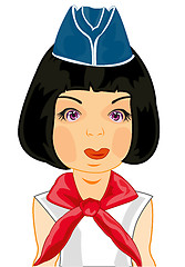 Image showing Vector illustration of the girl in oversea cap and red tie