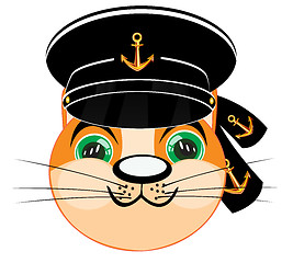 Image showing Vector illustration animal cat in headdress of the sailor