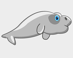 Image showing Vector illustration baby drawing sea animal manatee