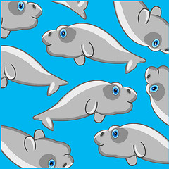 Image showing Vector illustration sea mammal manatee decorative pattern
