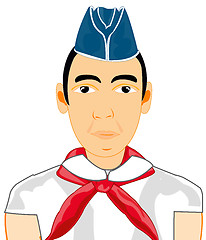 Image showing Boy in oversea cap and red pioneer tie