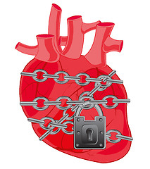 Image showing Heart of the person locked on barn lock