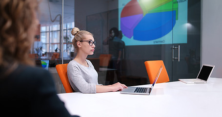 Image showing Startup Business Team At A Meeting at modern office building