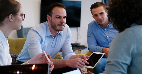 Image showing Startup Business Team At A Meeting at modern office building