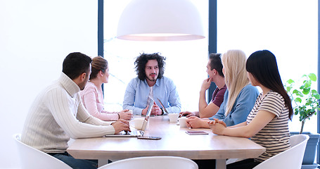 Image showing Startup Business Team At A Meeting at modern office building