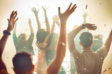 Image showing Nightlife and disco concept. Young people are dancing in club.