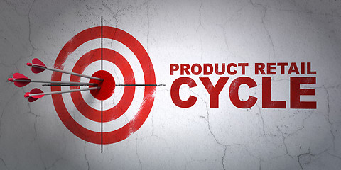 Image showing Marketing concept: target and Product retail Cycle on wall background