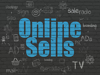 Image showing Advertising concept: Online Sells on wall background