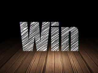 Image showing Business concept: Win in grunge dark room