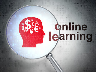Image showing Studying concept: Head With Finance Symbol and Online Learning with optical glass