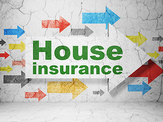 Image showing Insurance concept: arrow with House Insurance on grunge wall background