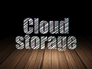 Image showing Protection concept: Cloud Storage in grunge dark room