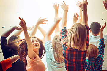 Image showing Nightlife and disco concept. Young people are dancing in club.