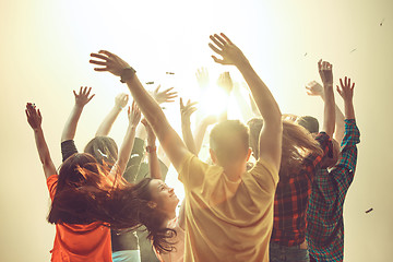 Image showing Nightlife and disco concept. Young people are dancing in club.