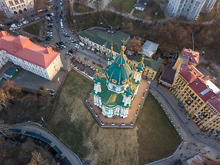 Image showing Beautiful view of the ancient street Andrew\'s Descent and the St. Andrew\'s Church in Kyiv