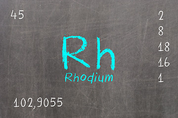 Image showing Isolated blackboard with periodic table, Rhodium