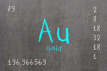 Image showing Isolated blackboard with periodic table, Gold