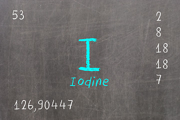 Image showing Isolated blackboard with periodic table, Iodine