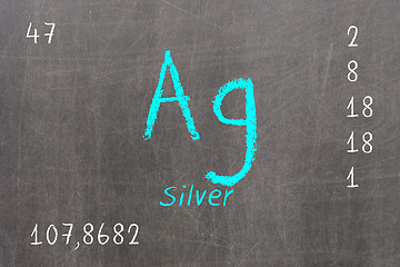 Image showing Isolated blackboard with periodic table, Silver