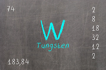 Image showing Isolated blackboard with periodic table, Tungsten