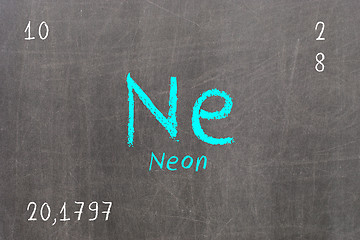 Image showing Isolated blackboard with periodic table, Neon