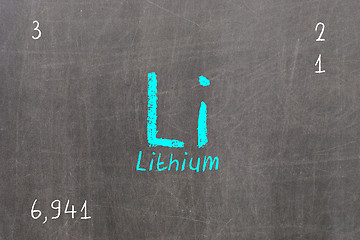 Image showing Isolated blackboard with periodic table, Lithium