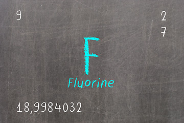 Image showing Isolated blackboard with periodic table, Fluorine