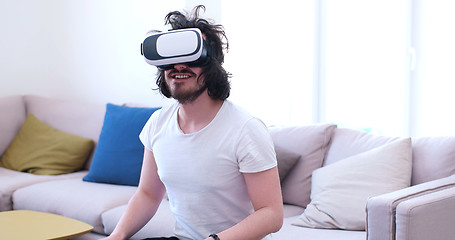 Image showing man using VR-headset glasses of virtual reality