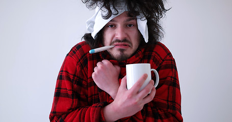 Image showing Man with flu and fever