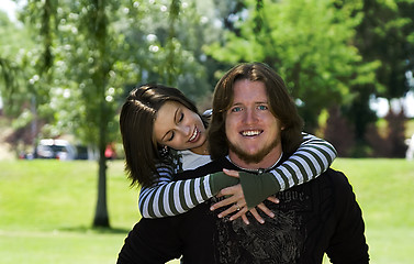 Image showing Young couple looking at the camera 