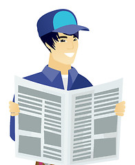 Image showing Mechanic reading newspaper vector illustration