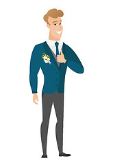 Image showing Groom giving thumb up vector illustration.