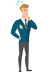 Image showing Thinking groom with question marks.