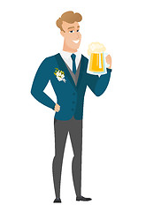 Image showing Groom drinking beer vector illustration.