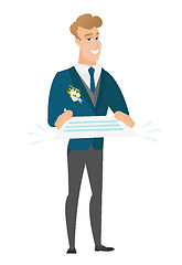 Image showing Groom holding a contract vector illustration