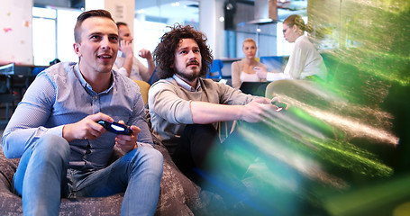 Image showing Office Workers Playing computer games