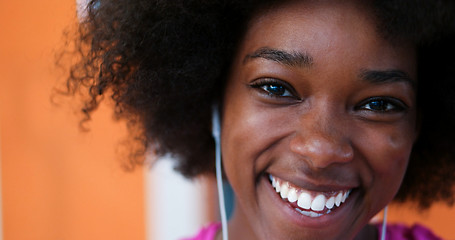 Image showing portrait of young afro american woman in gym