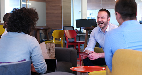 Image showing Startup Business Team At A Meeting at modern office building