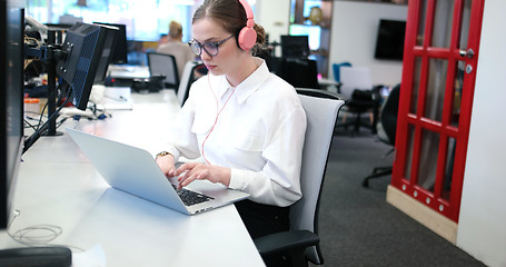 Image showing businesswoman using a laptop in startup office