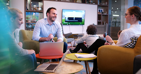 Image showing Startup Business Team At A Meeting at modern office building