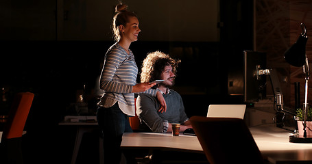 Image showing young designers in the night office