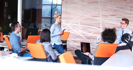 Image showing Startup Business Team At A Meeting at modern office building