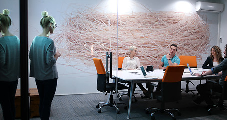 Image showing Startup Business Team At A Meeting at modern office building