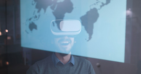 Image showing man using VR-headset glasses of virtual reality