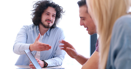 Image showing Startup Business Team At A Meeting at modern office building