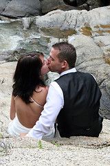 Image showing Just married kiss