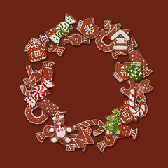 Image showing Frame of gingerbread cookies