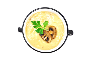 Image showing Soup-puree mushroom in bowl on top