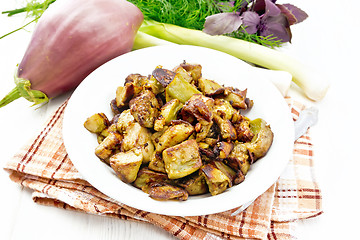 Image showing Eggplant fried on light board