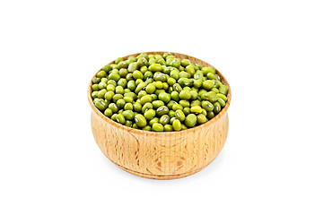 Image showing Mung beans in wooden bowl